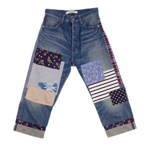 Junya Watanabe Comme Des Garcons Multicolor Patch Cotton Cropped Jeans Size XS